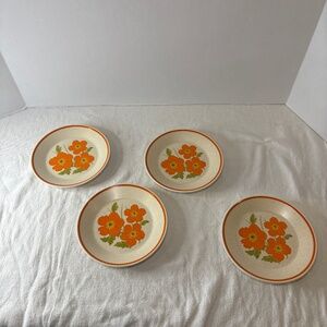 Vintage Lenox Temperware Fire Flower Dessert Plates Set of 4  6 1/2" Diameter